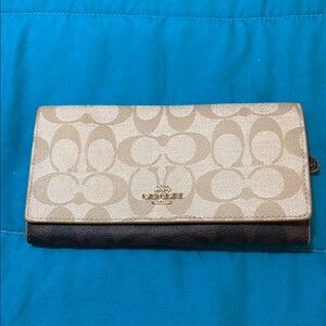 Coach Cream and Brown Wallets with Signature Monogram